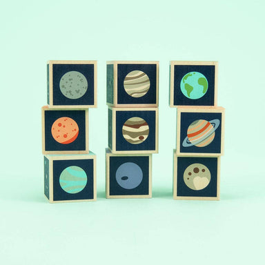 Uncle Goose Planet Blocks showcasing colorful and educational designs of the solar system, perfect for curious little astronauts!