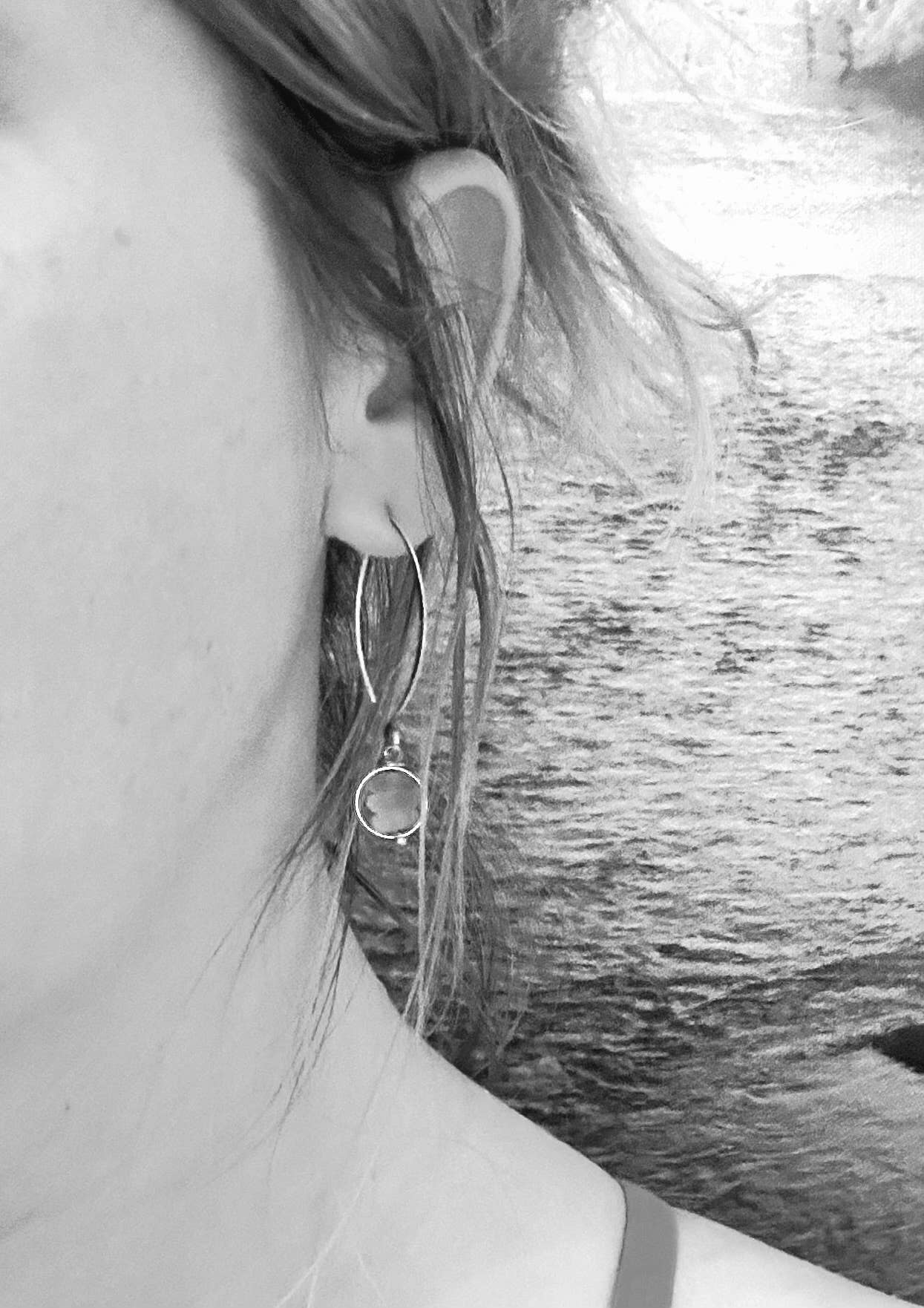 Antique Silver Icy Blue Sea Glass Dangles