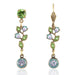 Brite Floral Garden Vine Crystal Tanzanite Drop Earring designed by Anne Koplik Designs, featuring delicate floral motifs in green and blue with sparkling crystals.