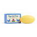 Eggwhite Facial Soap made with Chamomile by Kalastyle Soap Co., featuring a yellow oval soap bar and colorful box design with farm-themed graphics.