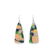 Close-up of Navy, Green, Coral Pink Marble Dangle Modern Earrings showcasing their unique marbling and titanium wire hooks, perfect for sensitive ears.