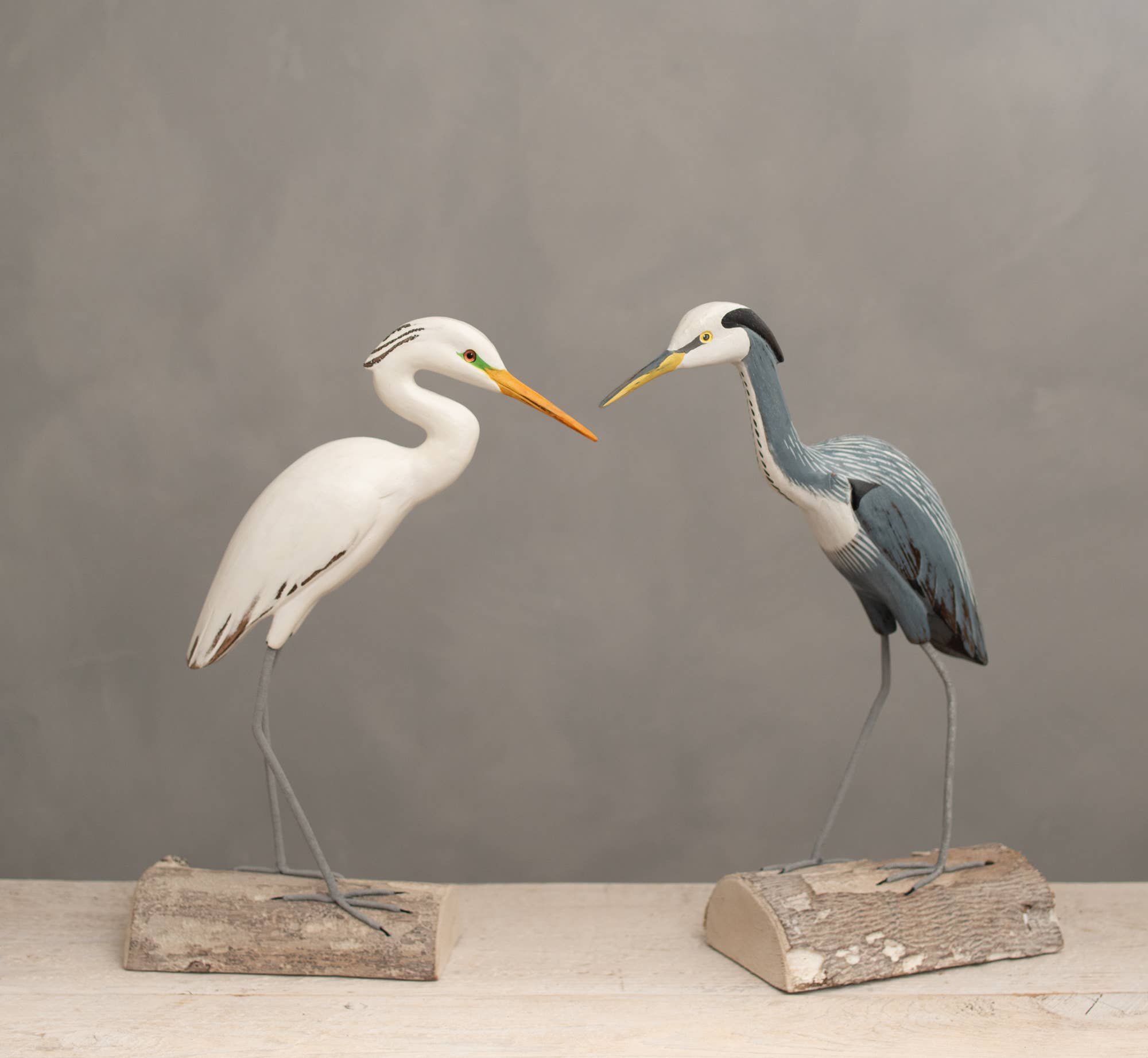 Egret - Great - Medium -14"H - Hand Carved Ornament