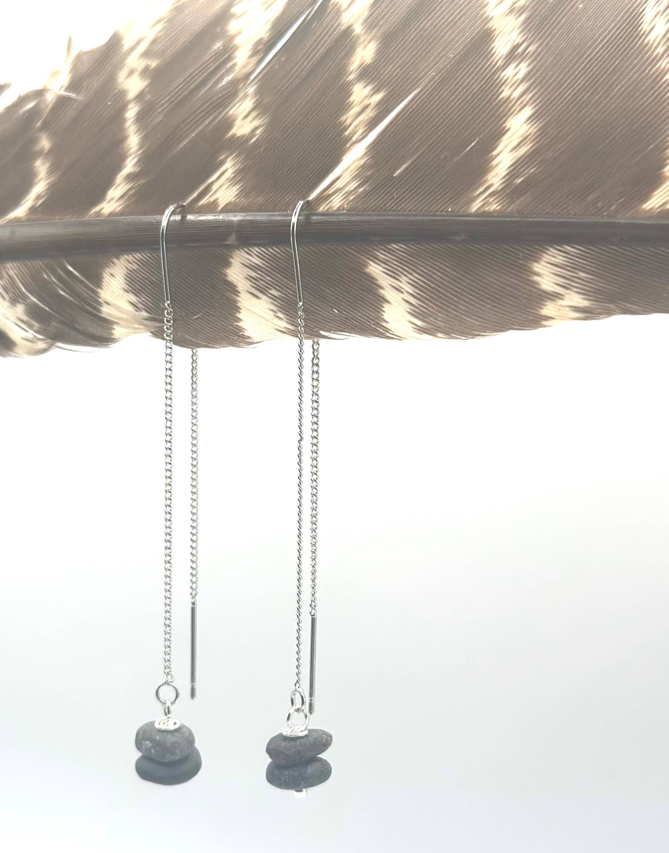 River Rock Silver Threaders by Suzanna Garrett Designs — long threaders keep the line clean while tiny river pebbles add just enough natural texture