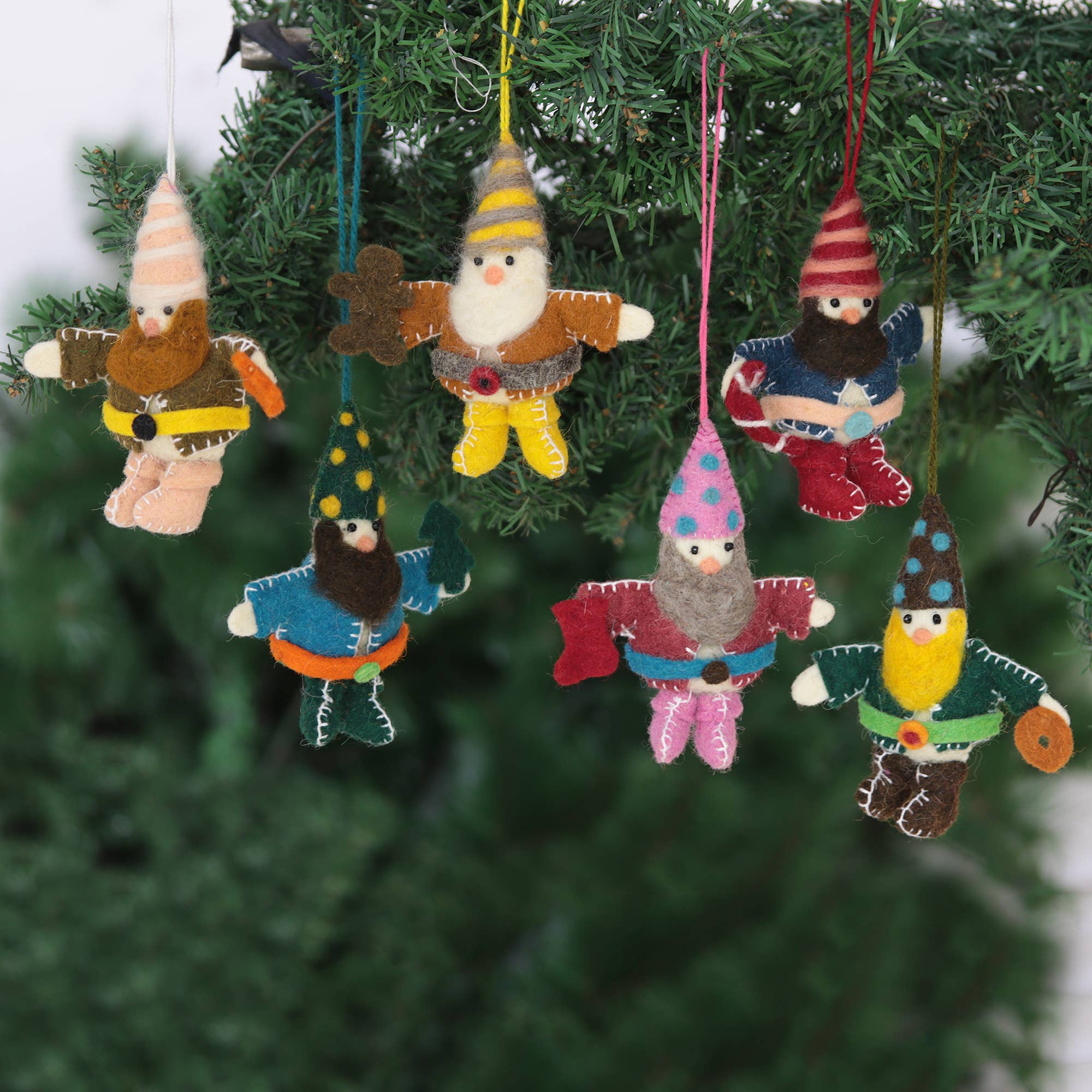 Glad Tiding Gnomes Wool Ornaments
