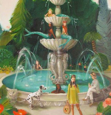 Selfie At The Mermaid Public Fountain Art Print