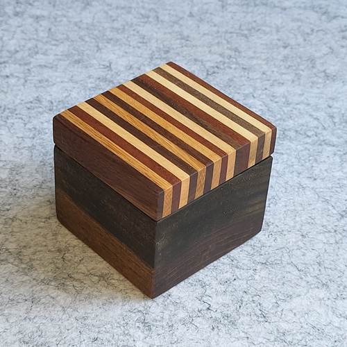 Twist Top Wooden Box with Stripes