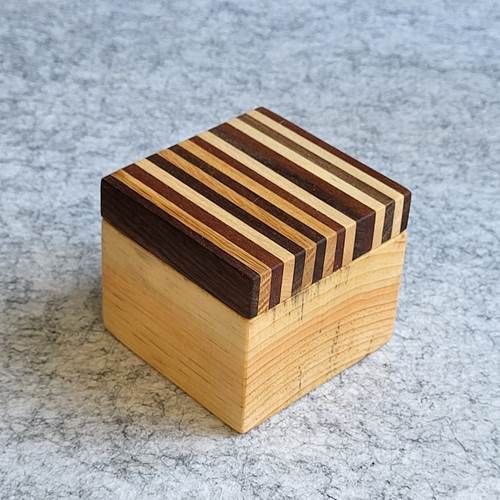 Twist Top Wooden Box with Stripes