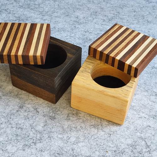 Twist Top Wooden Box with Stripes