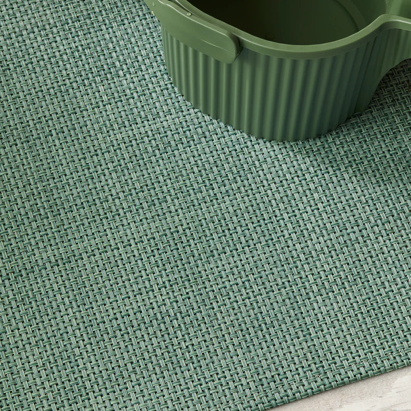 Close-up view of the Basketweave Woven Floor Mat, highlighting the texture and quality of the woven vinyl.