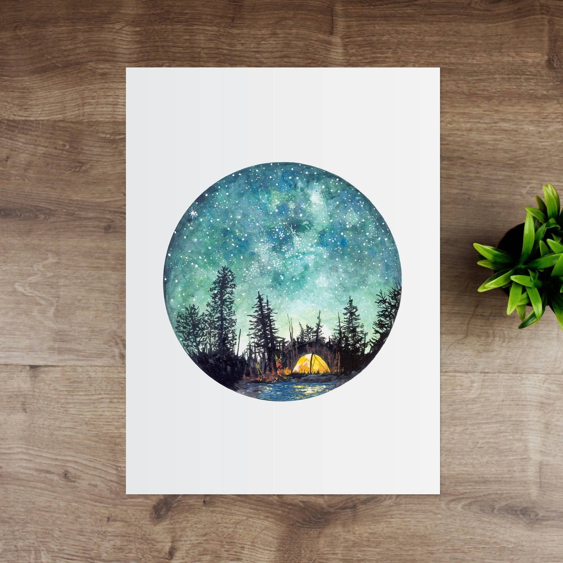 Camping at Night Giclée Print
