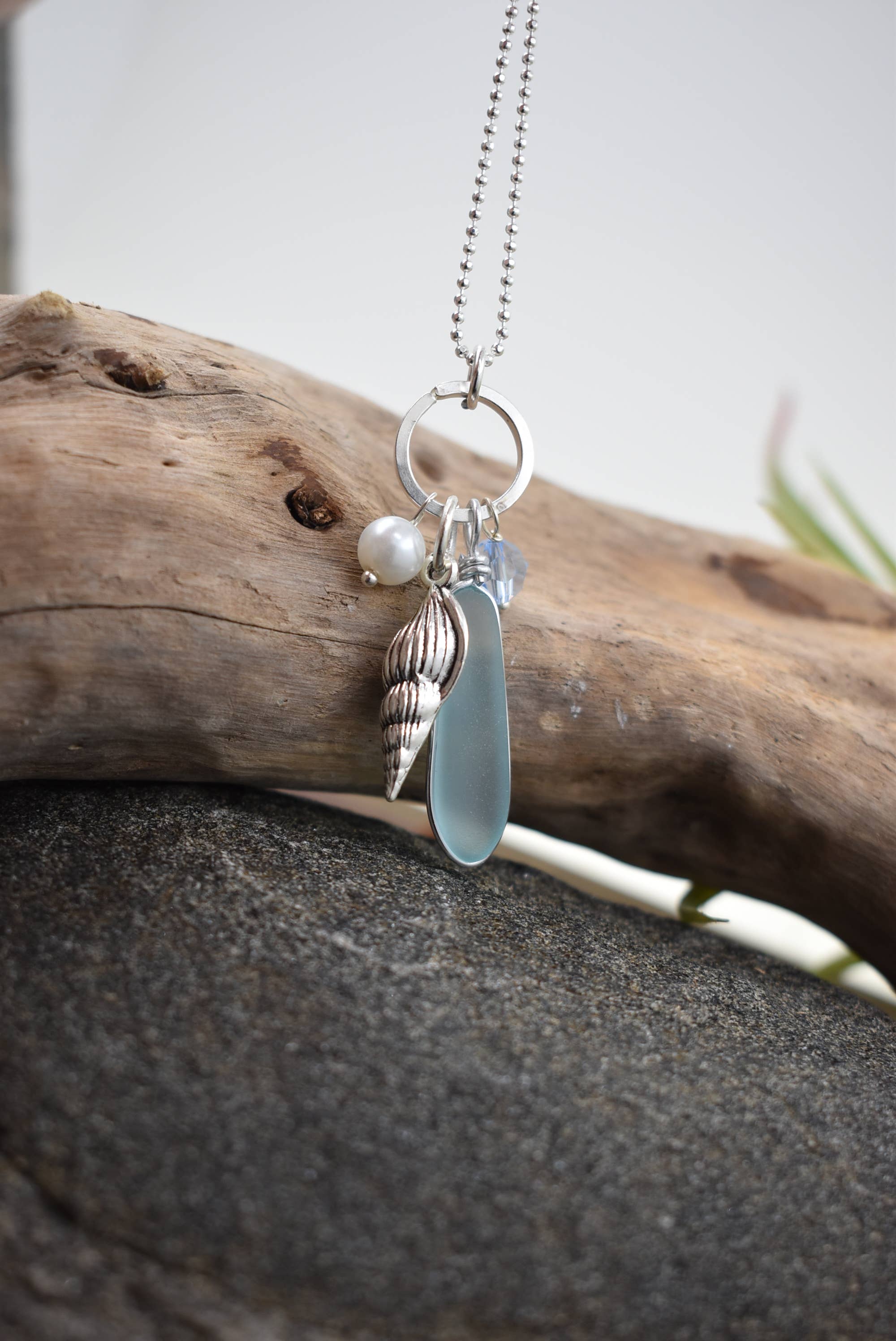 Ocean treasures charm pendant -  sea glass jewelry