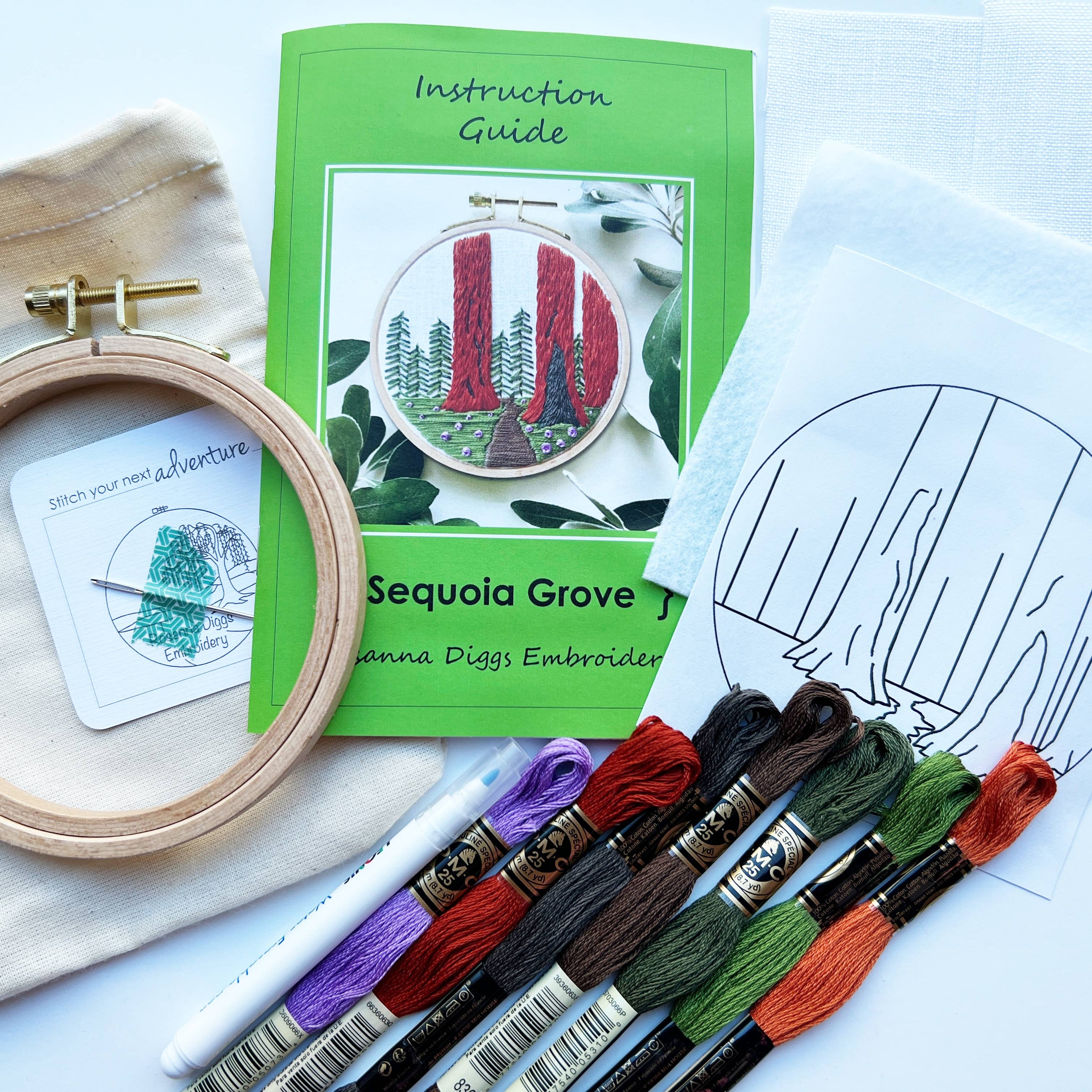 Instruction guide Sequoia Grove embroidery kit