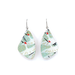 Crane Japanese titanium dangle earrings in green, featuring intricate Chiyogami paper design and UV-cured resin finish, perfect for sensitive ears.