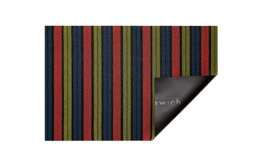 striped Chilewich rug  limelight blue red green
