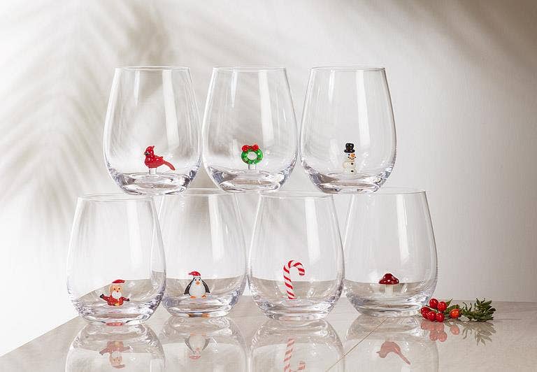 Mushroom Icon Stemless Wine Glass-4.5"H (20oz)