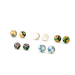Stylish patterned mini titanium stud earrings displayed with mixed Japanese Chiyogami and marbled paper elements.