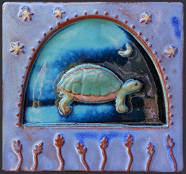 Turtle clay ceramic tile