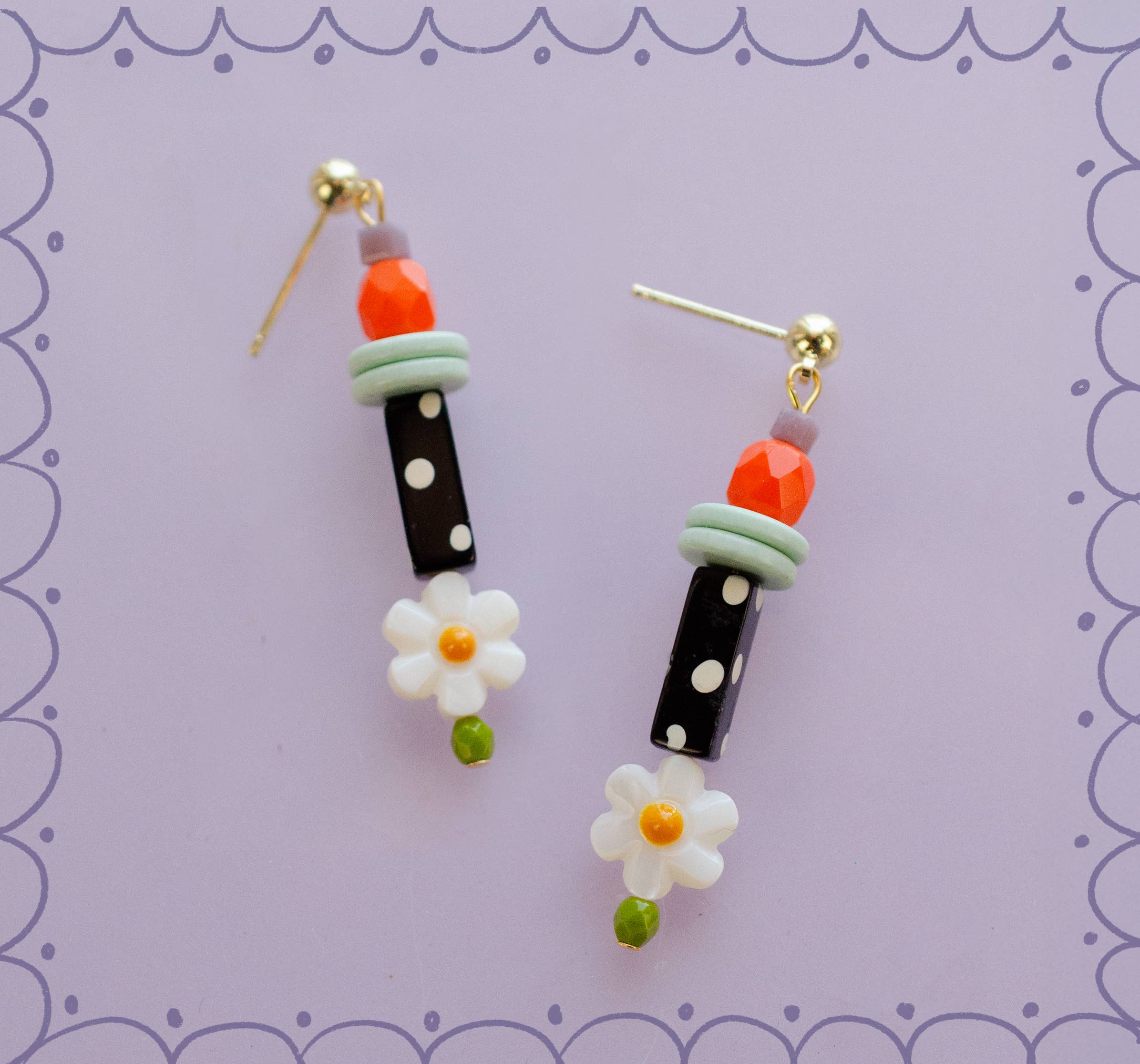 Black and White Polka Dot Earrings
