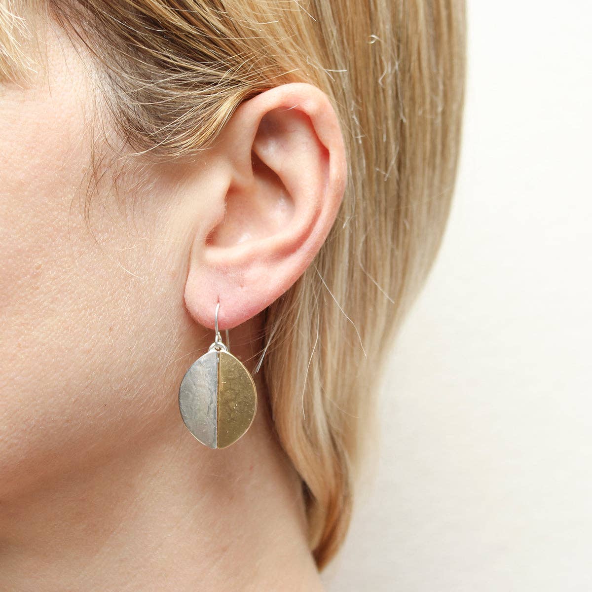 Half and Half Oval Wire Earrings by Marjorie Baer, handcrafted jewelry made in California