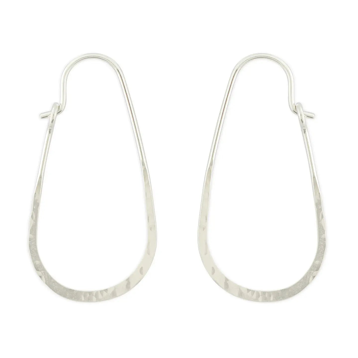 Elongated Tear Drop Hoop Earrings