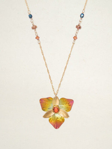yellow and orange petal necklace with stones