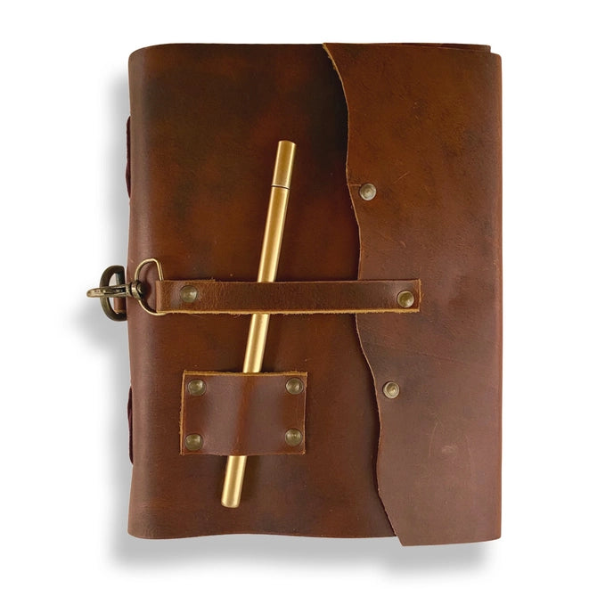 leather journal with leather strap