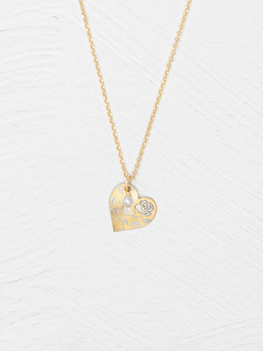Budding Heart Pendant: a cheeky little gold pendant with a sweet etched bloom and a pearl, perfect for whispering romance without the drama.