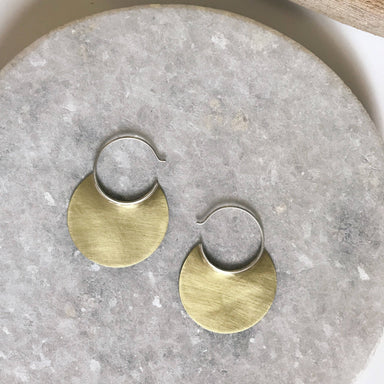 Small disc circle hoop earrings