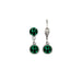 Pair of silver drop earrings with green gemstones