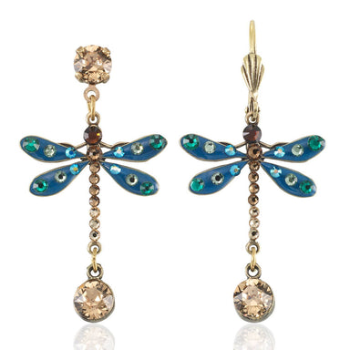 Dragonfly-shaped earrings with gemstones