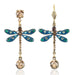 Dragonfly-shaped earrings with gemstones