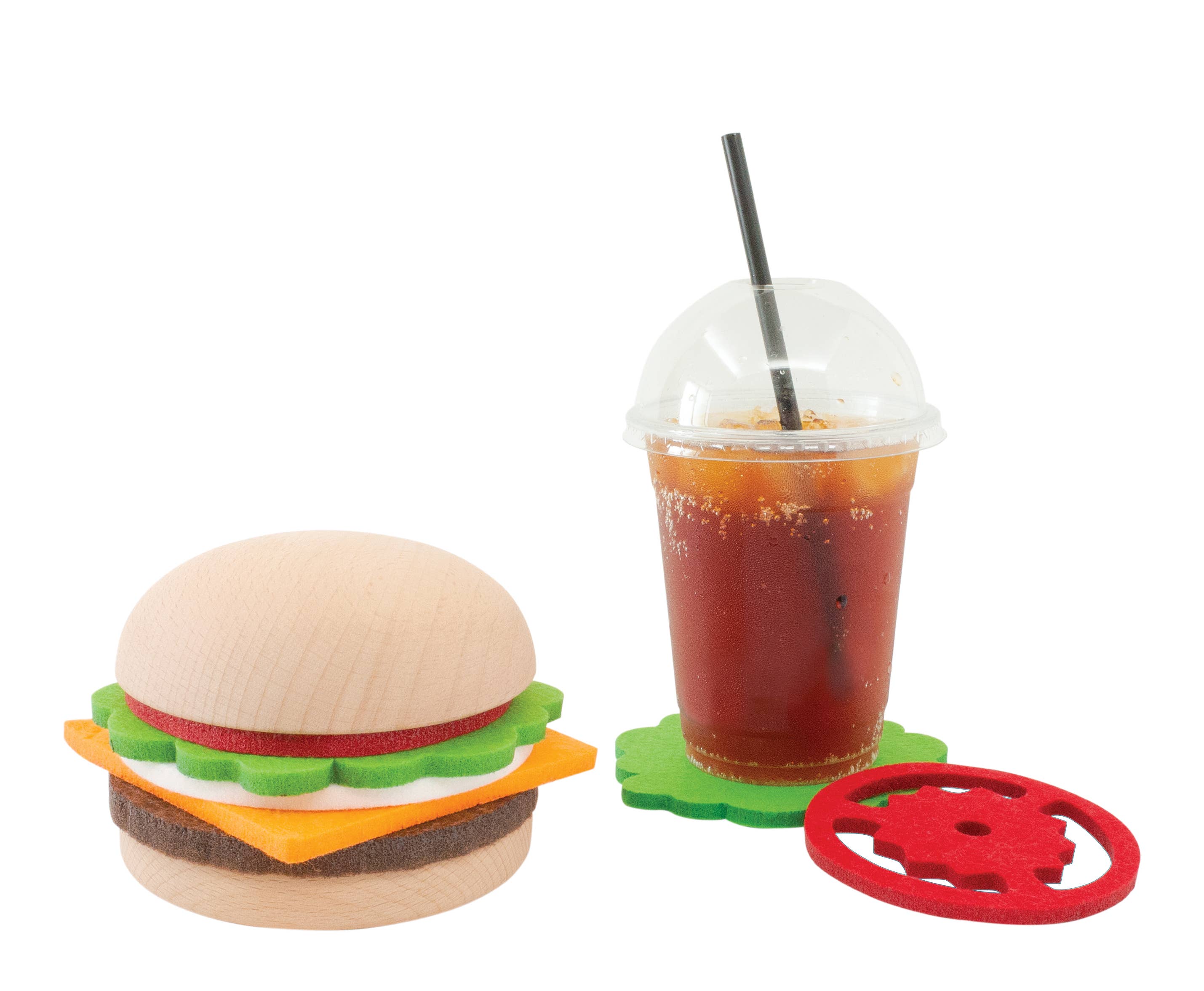wooden Hamburger coaster set