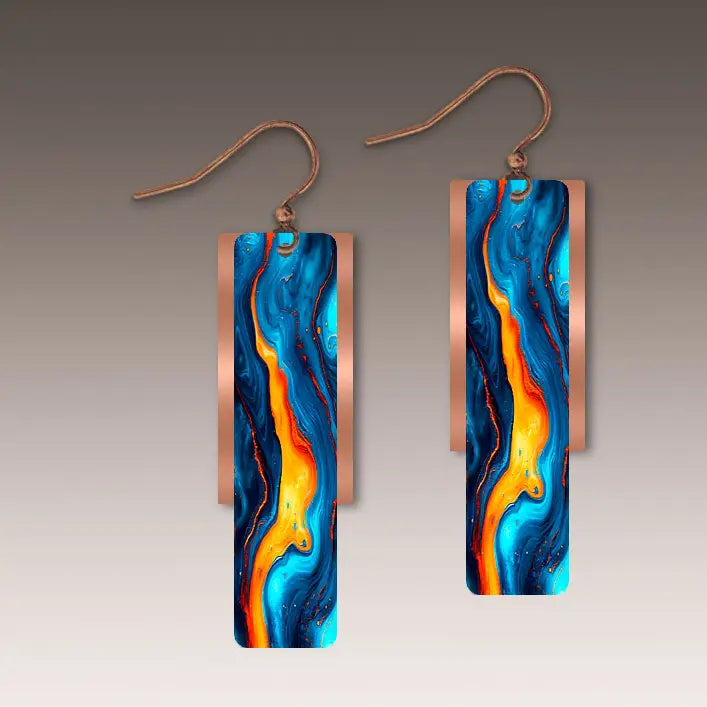 Copper Accent Multilayer Earrings featuring handcrafted lightweight design with water resistant properties by Illustrated Light.