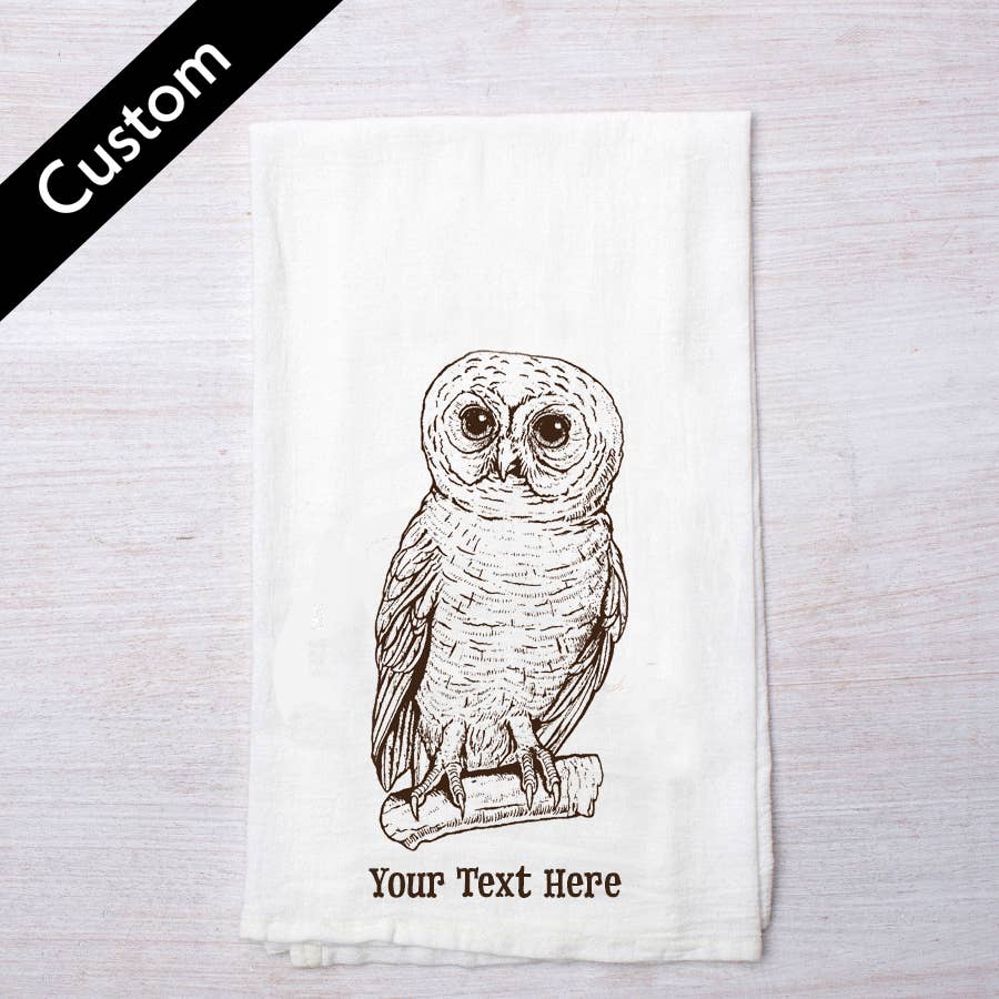 Customizable Tea Towel | Owl | Name Drop | Souvenir