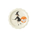 scalloped paper plate with flying witch on a broom