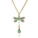 Dragonfly-shaped pendant necklace with gemstones