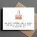 Ink & Attitude Card Collection presenting a playful birthday card featuring a cartoon cake with candles and the phrase 'may your birthday cake be moist, and may no one use that word to describe it.' for a whimsical touch.