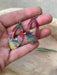 Stylish Pointed Teardrop Fire Painted Copper Earrings perfect for adding a pop of color to any outfit.