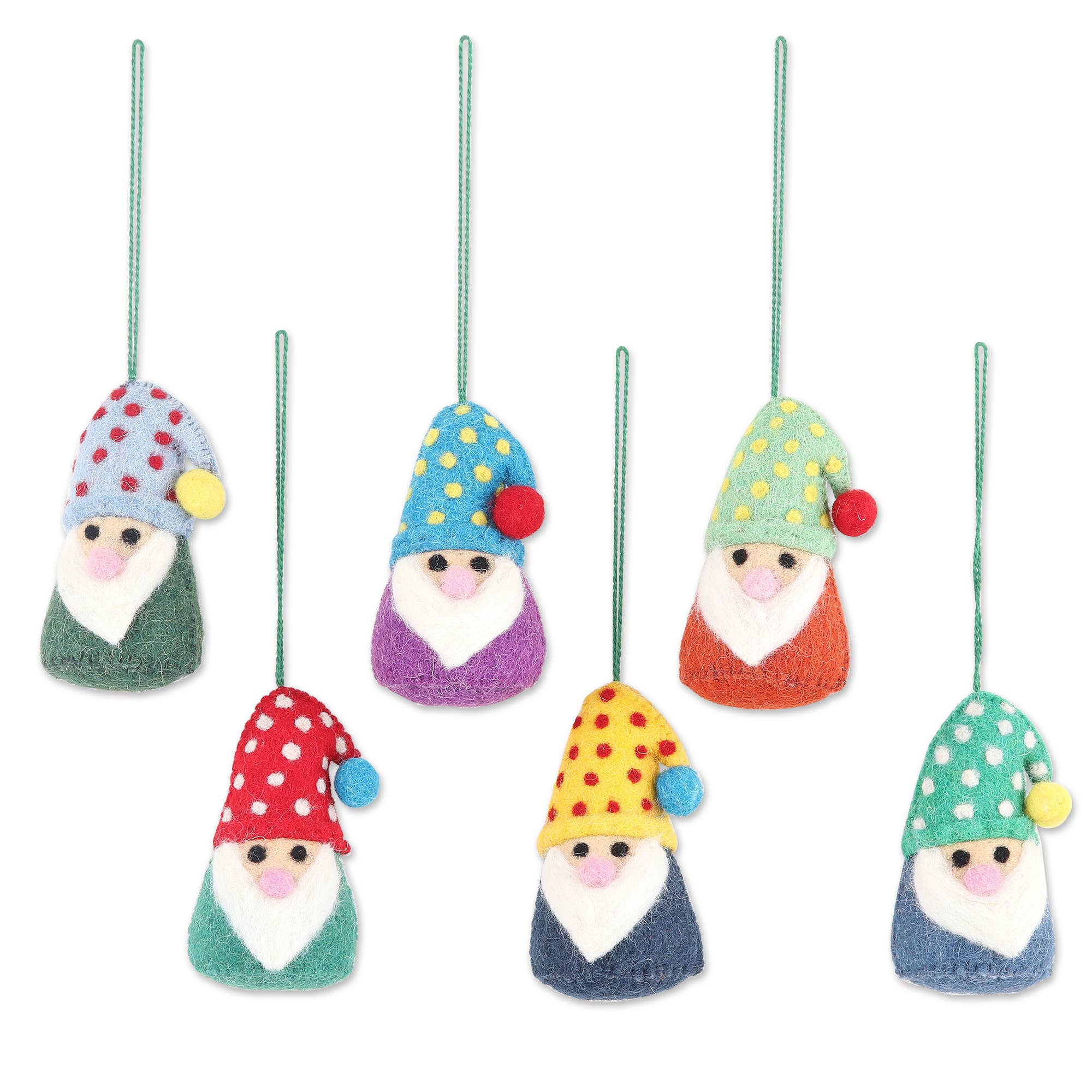 Novica Handmade Nordic Gnomes Felted Ornaments