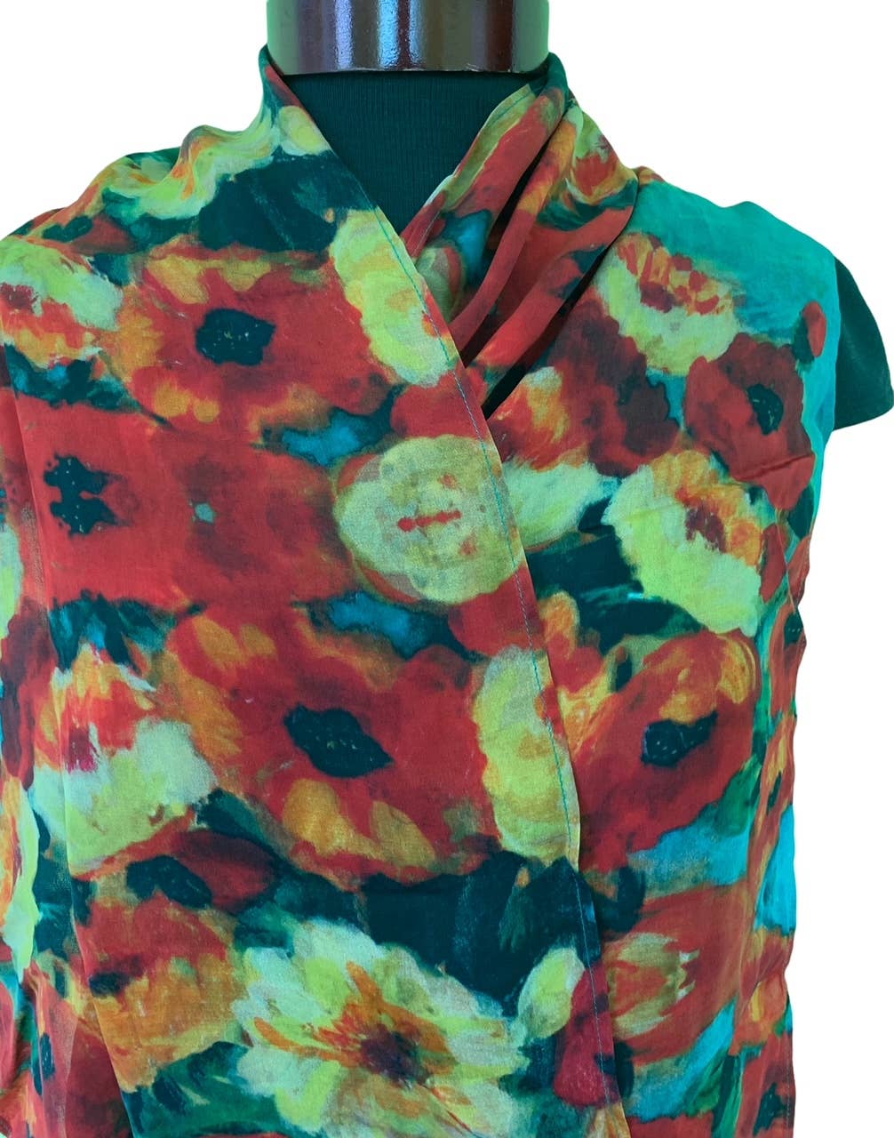 Plenty of Poppies silk scarf by Nina J, limited-edition wearable art inspired by nature