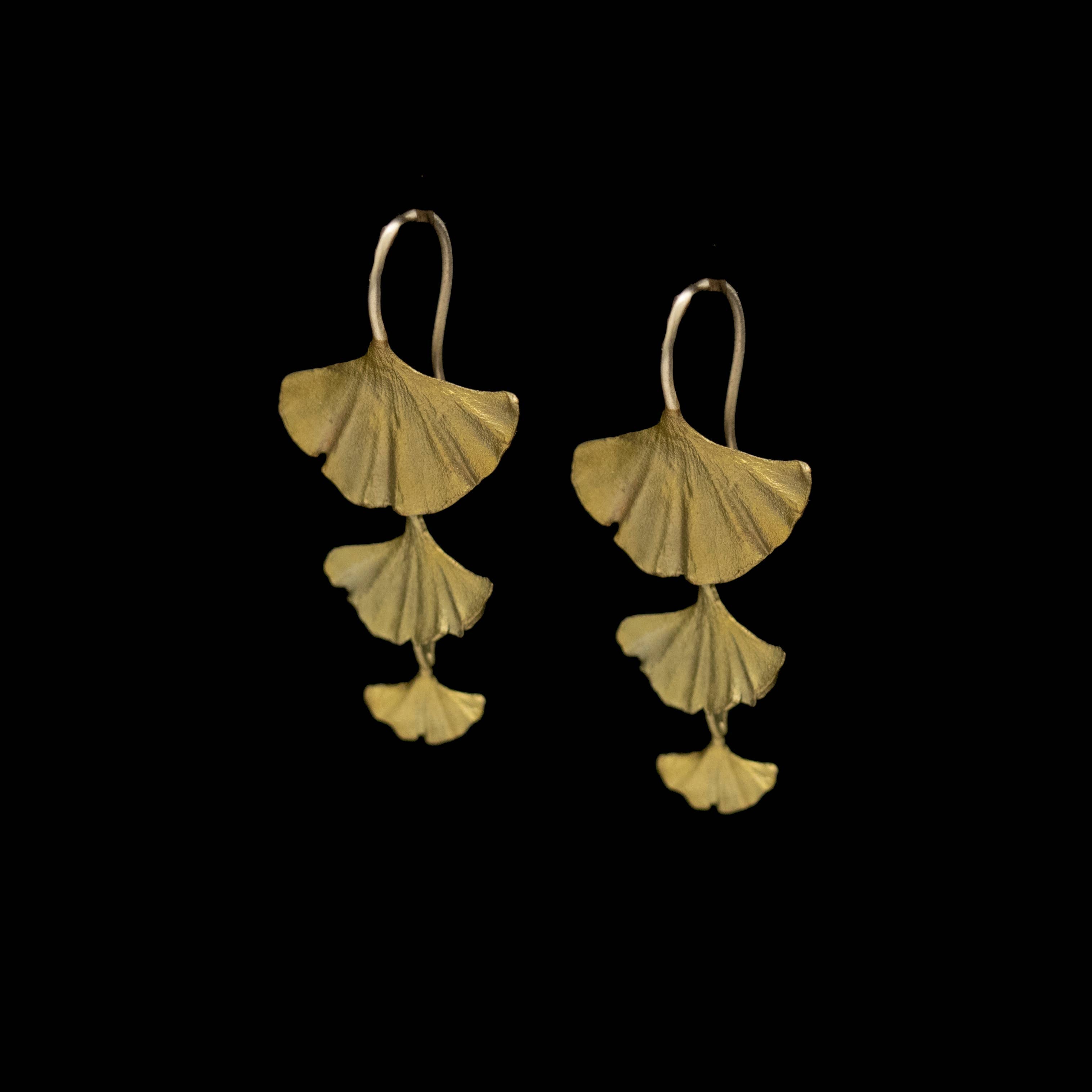 gold gingko petal drop earrings