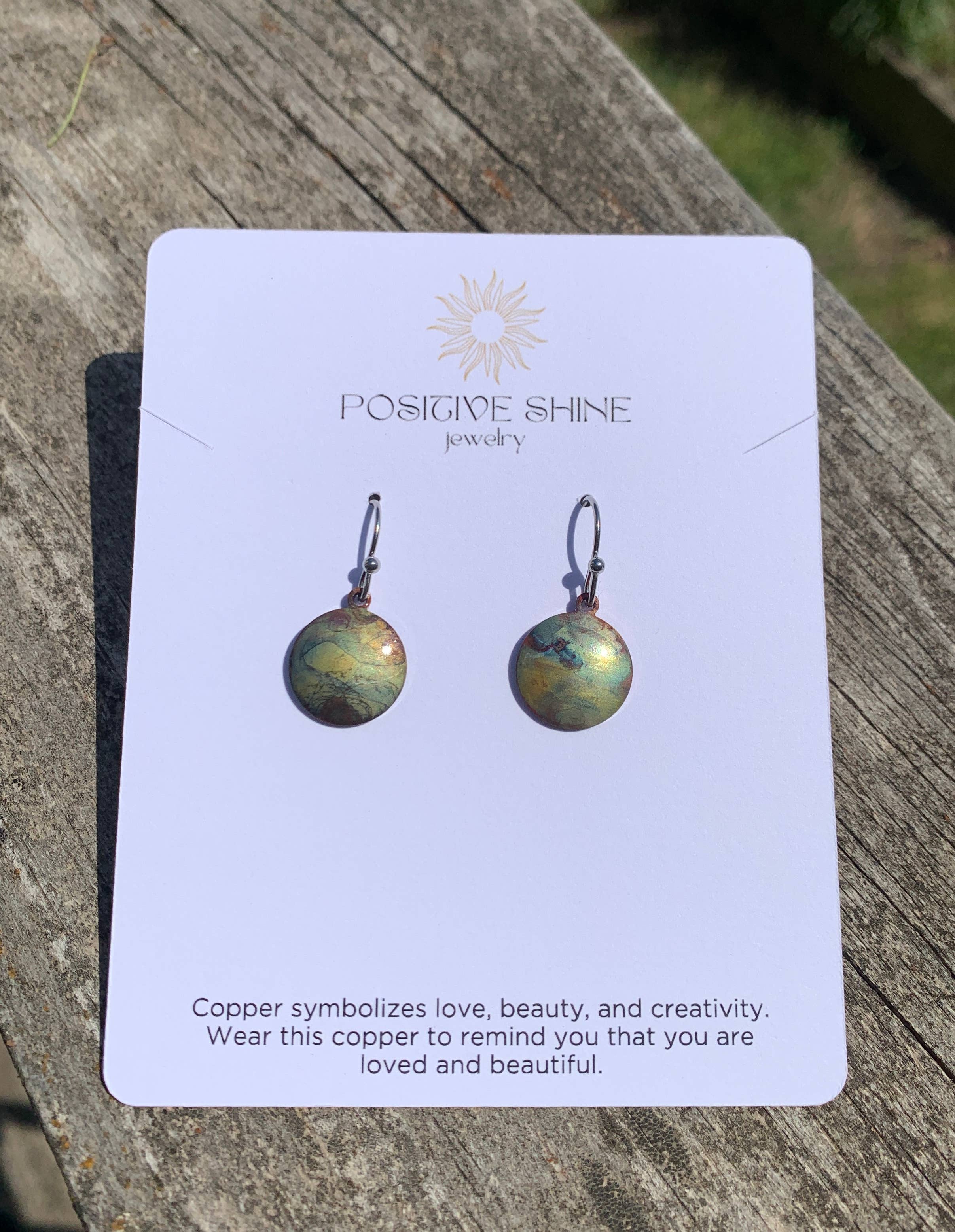 Small Round Fire Painted Copper Earrings