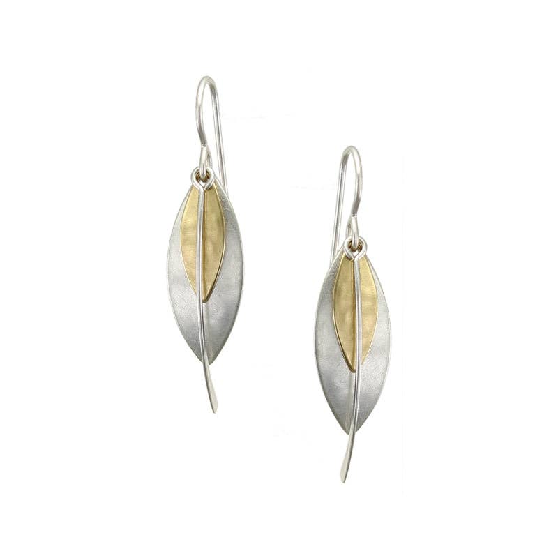 Layered Leaves and Swoop Earrings by Marjorie Baer, handcrafted jewelry made in California