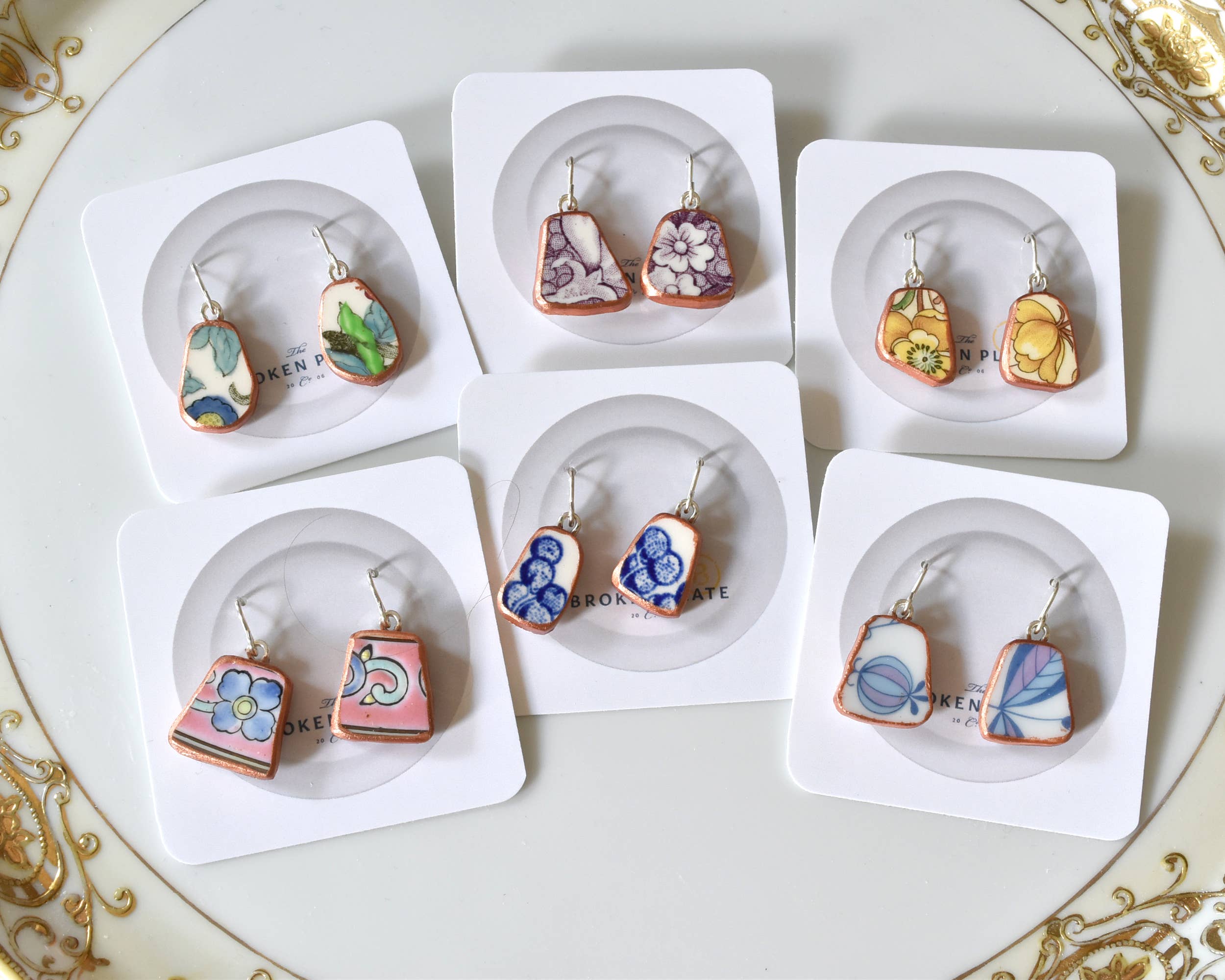 Broken Plate Dangle Earring  - Shard Shape