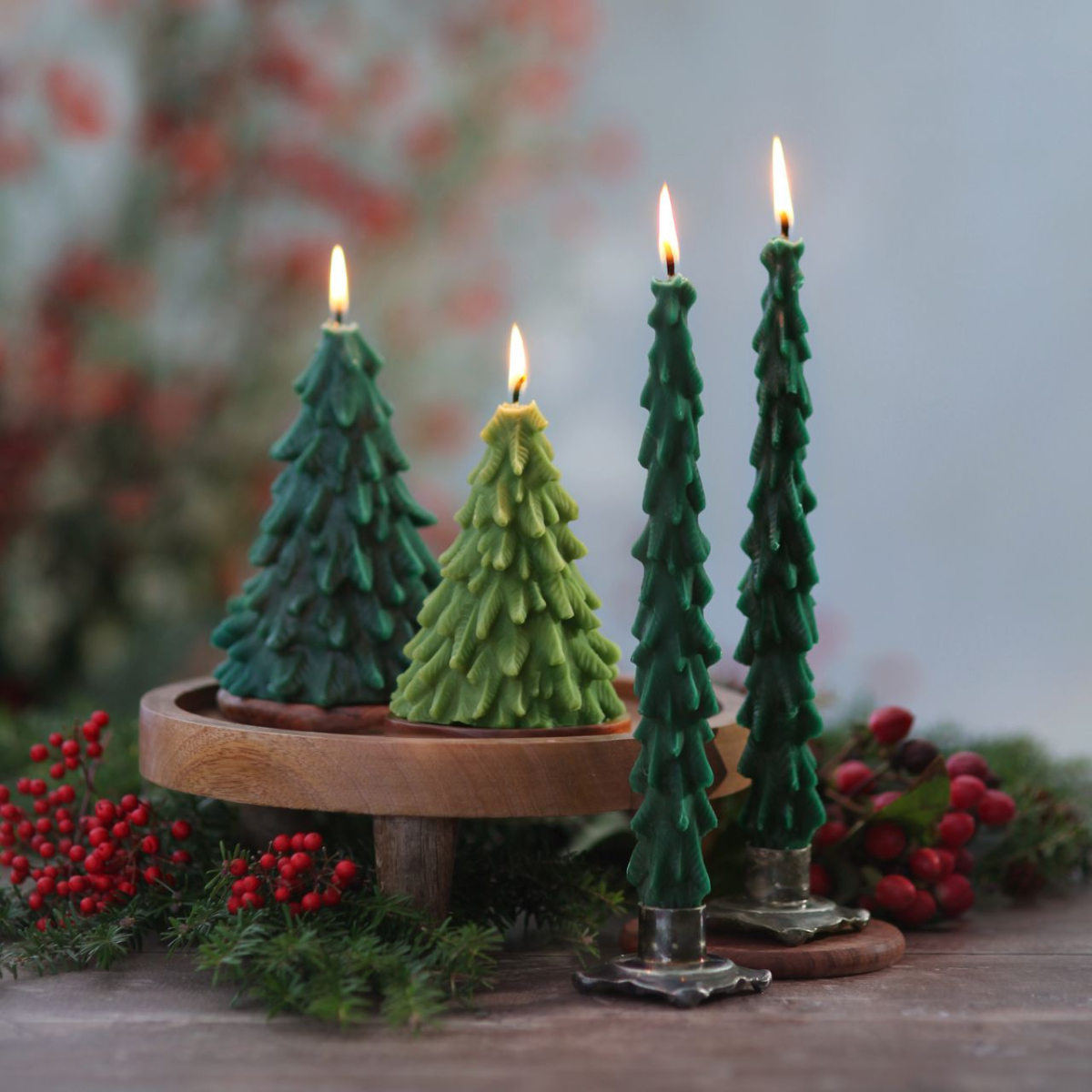 Tree Candles – 100% Pure Beeswax – 2 Sizes, 2 Colors