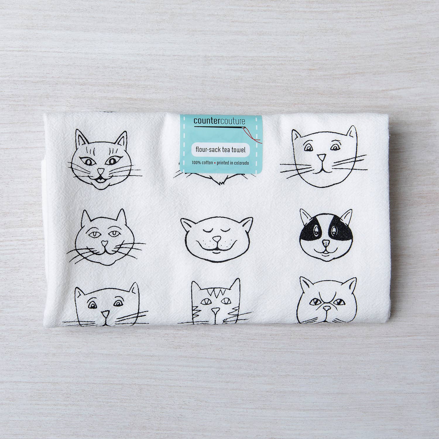 cat faces flour sack towel