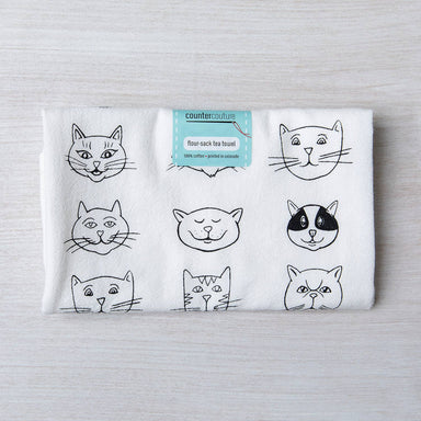 cat faces flour sack towel