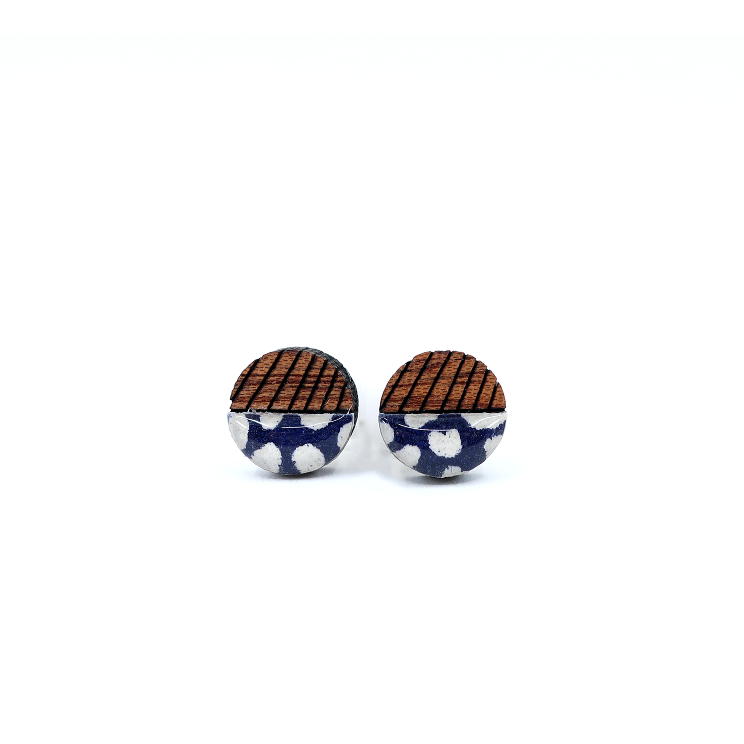 Stylish mini geometric color block titanium studs showcasing vibrant colors and a unique design.