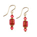 red crystal box drop earrings