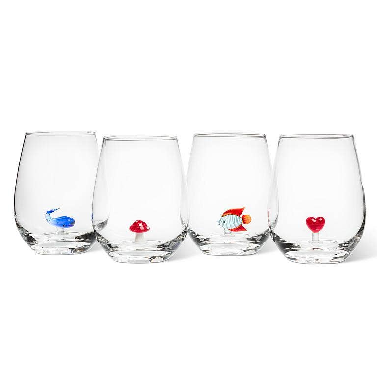 Mushroom Icon Stemless Wine Glass-4.5"H (20oz)
